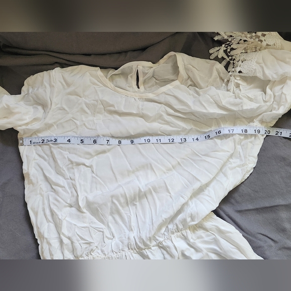 White‎ Lace Trim Tunic Top/Mini Dress - Picture 3 of 5